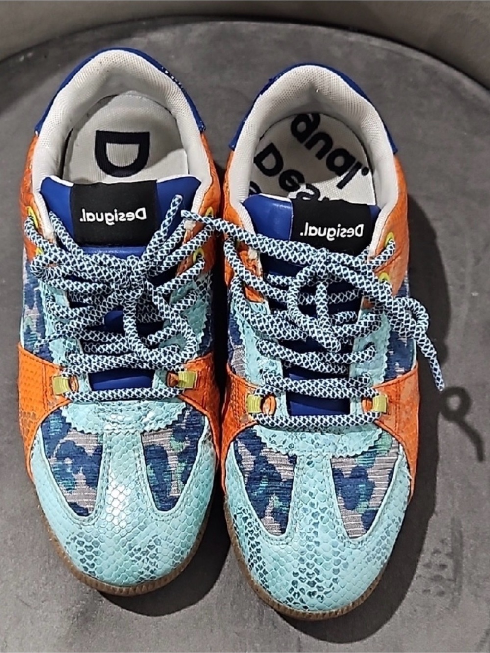 Desigual Kids Turquoise, Blue & Orange Patterned Sneakers